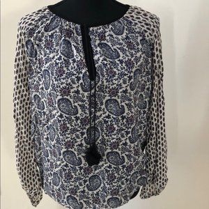 Zara Floral Print Long Sleeve Top Blouse Women